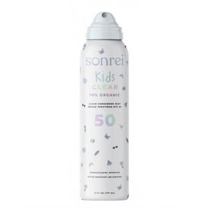 NEW SONREI kids clear organic spf 50 clear sunscreen mist - 6 fl oz in white